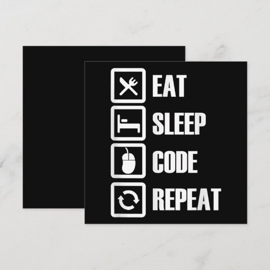 Invitation Eat Sleep Code Répétition Coding Programmer Ingéni (Devant / Derrière)