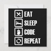 Invitation Eat Sleep Code Répétition Coding Programmer Ingéni (Devant)