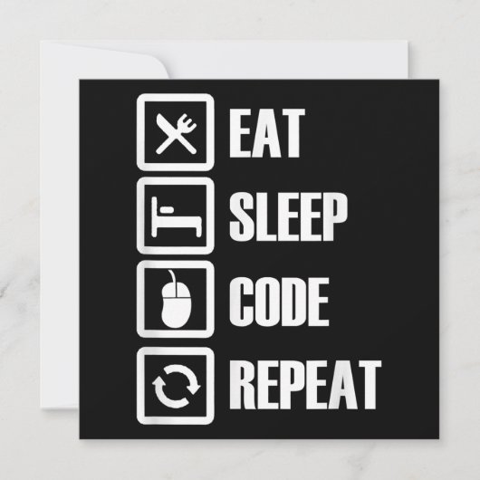 Invitation Eat Sleep Code Répétition Coding Programmer Ingéni (Devant)