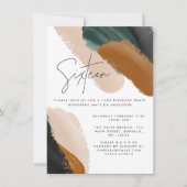 Invitation Eau abstraite en terre cuite verte 16e anniversair (Devant)