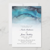 Invitation Eau aquarelle bleue marine vague abstraite de la p (Devant)