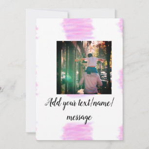 Invitation Eau aquarelle rose violet père fils papa ajouter u