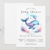 Invitation Eau Baby shower à baleines imprimable (Devant / Derrière)