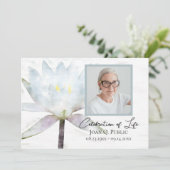 Invitation Eau Blanche Lily Aquarelle Célébration de la vie (Debout devant)