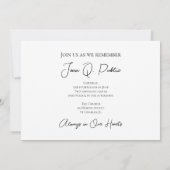 Invitation Eau Blanche Lily Aquarelle Célébration de la vie (Dos)