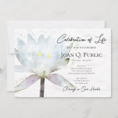 Invitation Eau Blanche Lily Aquarelle Célébration de la vie (Devant)