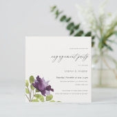 INVITATION EAU BLEUE ÉLÉGANTE COULEUR D'OR FLORAL FIANÇAILLES (Debout devant)