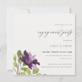 INVITATION EAU BLEUE ÉLÉGANTE COULEUR D'OR FLORAL FIANÇAILLES (Devant)