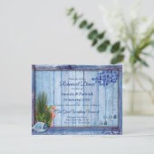 Invitation Eau bleue Galets, Corail rose & Flamants roses (Debout devant)