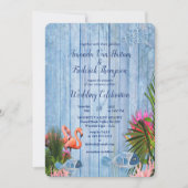 Invitation Eau bleue Galets & Flamants roses roses (Devant)