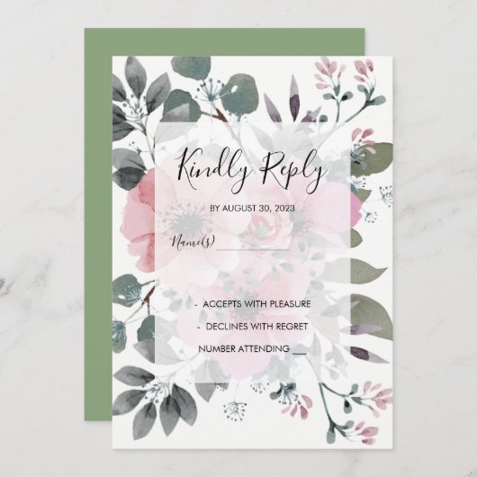 Invitation Eau botanique rustique florale Mariage RSVP (Devant / Derrière)