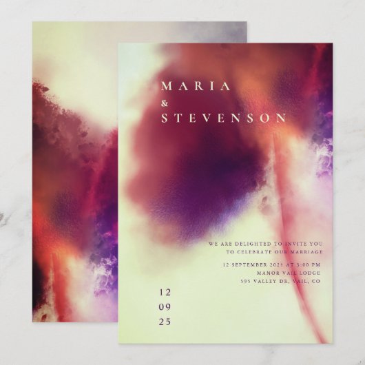 Invitation Eau Brown ivoire élégant Mariage Dandelion (Devant / Derrière)