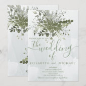 Invitation Eau couleur bleu chic Dusty vert eucalyptus (Devant / Derrière)