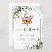 Invitation Eau couleur cygne avec robe tutu or eucalyptus (Devant / Derrière)