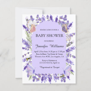 Invitation eau couleur mauve glyteria baby shower floral