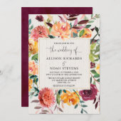 Invitation Eau de chute rustique mariage d'automne fleuri (Devant / Derrière)