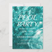 Invitation Eau de piscine vert foncé I Fête à la piscine (Devant)