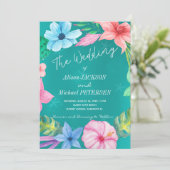 Invitation Eau de plage bleu tropical mariage de couronnes (Debout devant)