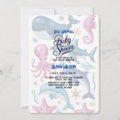 Invitation Eau élégante moderne baby shower animal marin7 (Devant)