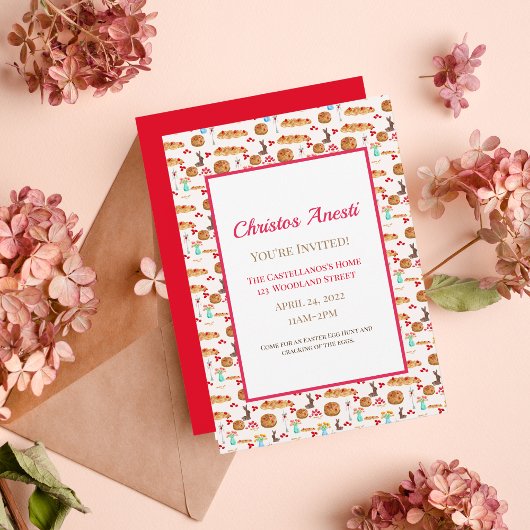 Invitation eau-forte pour le pain Tsoureki de Pâqu