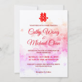 Invitation Eau mariage rouge de Chine fleurs de cerisier (Devant)