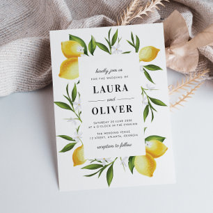 Invitation eau moderne citrons vert mariage