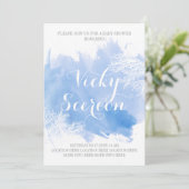 Invitation Eau moderne corail récif baby shower bleu (Debout devant)