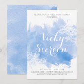 Invitation Eau moderne corail récif baby shower bleu (Devant / Derrière)