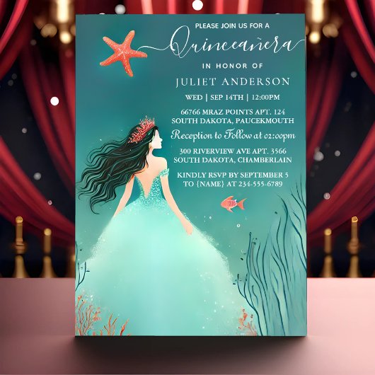 Invitation Eau Océan Poisson Vie Sous La Mer Quinceanera