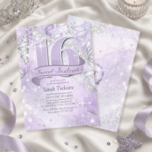 Eau pétillante aquarelle Sweet 16 Violet Argent ID