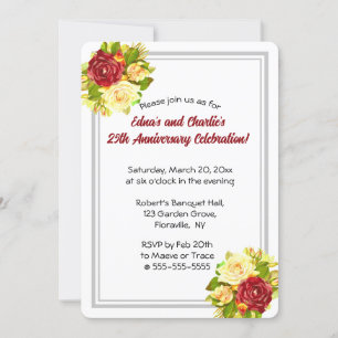 Invitation Eau romantique modifiable Roses Argent Cadre