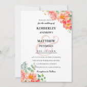 Invitation Eau rose vif de corail moderne élégant Mariage (Devant)