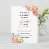 Invitation Eau rose vif de corail moderne élégant Mariage (Debout devant)