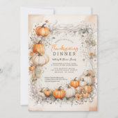 Invitation Eau Rustique Citrouille Foliting Thanksgiving (Devant)