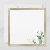 Invitation Eau rustique eucalyptus vert Mariage or (Dos)