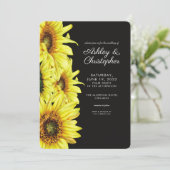 Invitation Eau stylisée Sunflower Fumée Mariage noir (Debout devant)