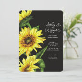 Invitation Eau stylisée Sunflower Fumée Mariage noir (Debout devant)