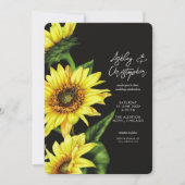 Invitation Eau stylisée Sunflower Fumée Mariage noir (Devant)