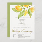INVITATION EAU VERTE JAUNE COULEUR FOLIAGE MARIAGE OLIVE (Devant / Derrière)