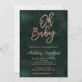 Invitation Eau verte profonde moderne chic Oh baby shower (Devant)