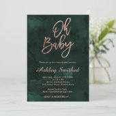 Invitation Eau verte profonde moderne chic Oh baby shower (Debout devant)