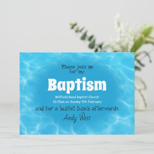 Invitation Eaux de l'invitation du baptême (Debout devant)