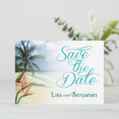 Invitation Eaux d'Émeraude Plage Jamaïcaine Save the Date (Debout devant)