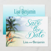 Invitation Eaux d'Émeraude Plage Jamaïcaine Save the Date (Devant / Derrière)