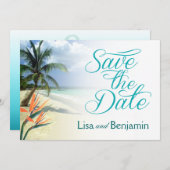 Invitation Eaux émeraude Plage Jamaïcaine Enregistrez la date (Devant / Derrière)