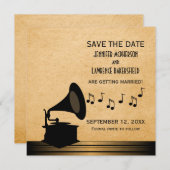 Invitation Ebène Vintage Gramophone pour Sauvegard (Devant / Derrière)