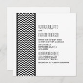 Invitation Ebony Chevron Border Wedding (Devant / Derrière)