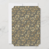 Invitation Ebony Gold Cross Script Floral Baptism (Dos)