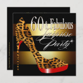 Invitation Ebony Leopard Stiletto Stripes 60 & Fabulous (Devant / Derrière)