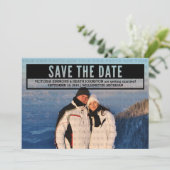 Invitation Ebony Modern Cut Out Enregistrer la date Invitatio (Debout devant)